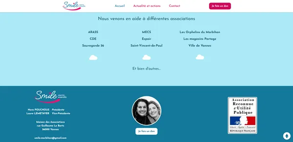 Capture d'écran d'une page de Smile Sourire Ensemble